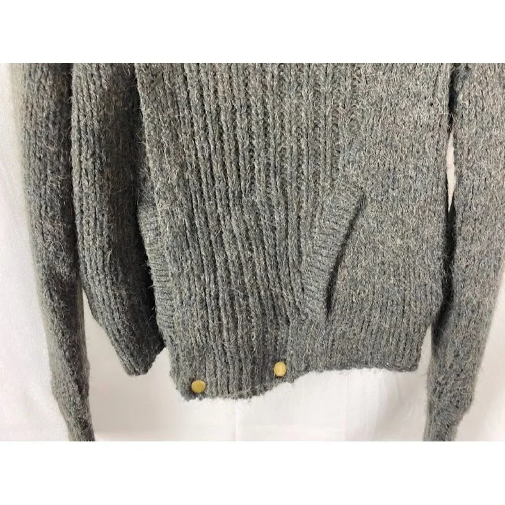 Twelfth Street By Cynthia Vincent Gray Alpaca Blend Sweater Jacket style# S9517 - Picture 5 of 14
